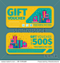 Gift voucher template. Discount voucher. Gift certificate. Two side of gift voucher. Gift coupon template. Vector voucher template. Discount coupon. Special offer. Layout voucher to buy. Market offer.