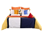 现代彩色样板房间橙色黄色床上用品男孩房软装床品主卧室布艺搭配-淘宝网