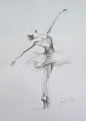 ORIGINAL pencil drawing 12 x 8 on WHITE paper of BALLERINA by Ewa Gawlik--strength for a little girl's room: