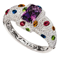 Clash bracelet in 18-karat white gold with white diamonds, amethyst and other semiprecious gems by Valente Milano