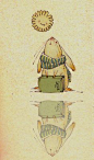 猪蹄 的插画 .. - rabbit, smiling sun, book, reflection, scarf, cute, illustration, aged, print, brown, olive