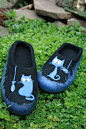 Купить Мужские Тапочки валяные  " Лунный кот" - валяная обувь, тапочки домашние: 
