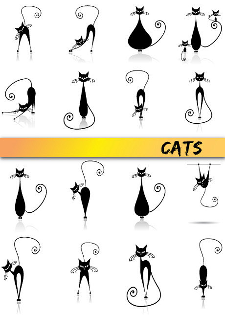 简约黑猫卡通形象矢量素材-矢量-视觉中国...
