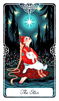 XVII The Star Tarot card by Yoshi Yoshitani “The Star is about hope after a disaster. After something traumatic, it’s important to remember that things can get better again. Keep your chin up and stay positive. I chose the Russian story of Sister Alyonush