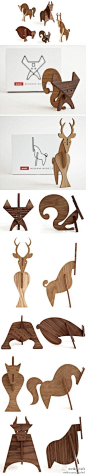 设计师 Linnea Gits and Peter Dunham的木质动物摆件设计
