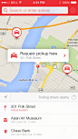 红色ios7地图导航详细页面手机APPUI设计图-导航-红色-地图导航，地图，炫丽，ios7风格-手机APPUI设计分享