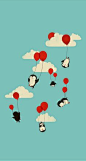 Penguin Balloon retro wallpaper - @mobile9