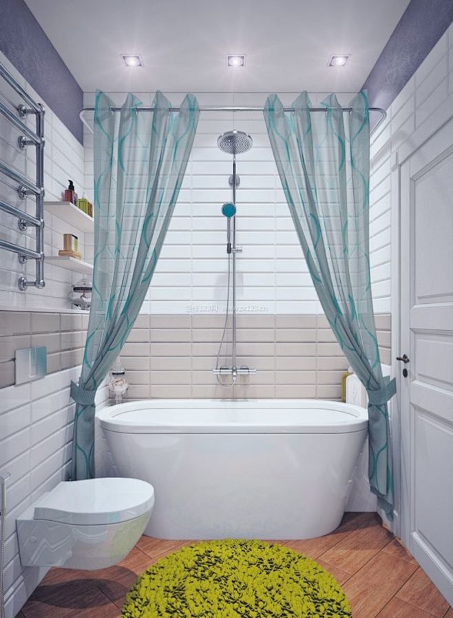 时尚家装4平米的卫生间按摩浴缸装修效果图...