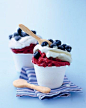 Vanilla-raspberry sundaes with spoon shaped cookies