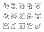 组简单的清洁平整线相关图标-杂项图标Simple Set of Cleaning Related Flat Line Icons - Miscellaneous Icons黑色、眨眼、瓶、扫帚、刷子、桶,清洁,清洁,国内,灰尘、设备、地板、折叠、垃圾、玻璃、手套、房子,家务,图标,孤立的,衣服,行,拖把,对象,轮廓,象图,抛光,防护,回收 black, blink, bottle, broom, brush, bucket, clean, cleaner, domestic, dust, equipmen