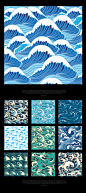 中国风海浪浪花水纹底纹背景日式图纹高清线条纹理设计矢量素材-淘宝网