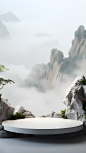花瓣素材_通用电商传统中国风中式自然山树场景背景