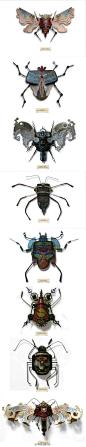 小小“垃圾虫”——艺术家 Mark Oliver 作品 ，Oliver 使用生活中最为常见的诸如齿轮、耳机线、木块、小纸片等废弃物，制作了以上有爱的昆虫雕塑，翅膀、触须、眼睛每一个部分都被精致的刻画，真是惟妙惟肖。