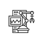 Modern line icon with modern surgery technologies equipment. Illustration