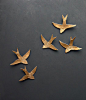 Porcelain wall art Swallows over Morocco Gold birds Wall sculpture Ceramic wall art for bathroom Bedroom Living room Kitchen decor set of 5: 