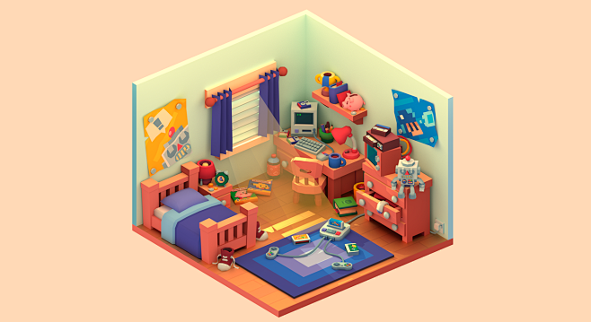 Bedroom : Low Poly B...