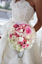 Wedding Bouquet in pink & white with Orchids & Roses