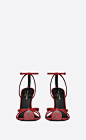 SAINT LAURENT Era Woman ERA 110 cage sandals in studded red leather b_V4