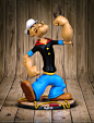 Popeye, Nigel Schütte : I'm a huge fan of Electric Tiki's maquettes. The way they capture a traditionally 2d character in 3d is remarkable. I had challenged myself to model both their Jessica Rabbit statues in the past, using only a couple of low res onli