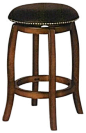 Chelsea 24" Seat Height Swivel Bar Stool with Leather Seat in Vintage Oak Finish traditional-bar-stools-and-counter-stools