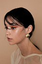 Pearl-shaped ear stud and organic rounded ear jacket from LLY. Mirror finish gold-plate. Jacket and stud: gold-plated brass. Post and backings: gold-plated silver. - Allergen free - High polish - Appox. 1.25" long