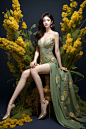  (highest quality, best quality, official art, beauty and aesthetics: 1.2) , (1 fantasy girl) , very detailed, long shapeless hair, colorful, highest detail. Background in the rape flower sea, surrounded by rape flower, above knee angle breast is small an