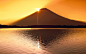 General 2048x1280 mountain lake reflection sunlight Mount Fuji Japan silhouette
