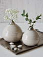 *Silver Top Ceramic Vases: 