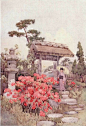 百年前的日本園林。繪畫：Ella Du Cane。www.hualushop.cn