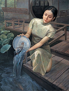 蓝梦采集到油画仕女