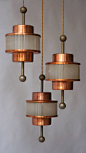 Hollywood Regency Brass Triple Pendant Chandelier | From a unique collection of antique and modern chandeliers and pendants at https://www.1stdibs.com/furniture/lighting/chandeliers-pendant-lights/: 