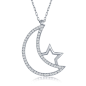 Amazon.com: Beaux Bijoux 925 Sterling Silver Sparkling Zirconia Crescent Moon and Star Pendant 16+2" Necklace: Jewelry