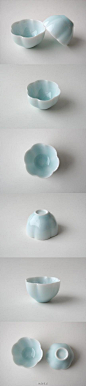纸品设计：青釉六瓣花形手工陶瓷