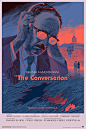 窃听大阴谋（The Conversation）（1974）
纹理质感在这张插画海报中非常明显，对比色的加入赋予海报极为强烈的视觉冲击，让人们看上一眼就难以忘记。