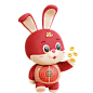三维渲染中国农历传统新年卡通兔子3D插画_AL-60_3D-Character-Chinese-Rabbit-with-Gold-Coin