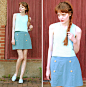 Cosette Munch - Light Green Top, Mp Powder Green Skirt - Powder Green