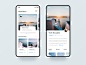 Travel Article Application voiture journey tour photos sights scenery hotel design typography santorini iphone x iphonex clean interface black blue ux ui mobile app travel