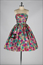 vintage 1950s dress . silk floral . strapless by millstreetvintage