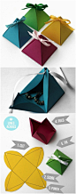 Origami pyramid gift boxes.