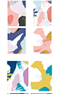 高级孟菲斯风格小清新莫兰迪牛奶色北欧设计装饰画素材海报童趣撞色复古蒙德里安植物