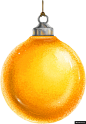 黄色彩球 装饰饰品 节日挂饰 手绘圣诞节元素模板免扣png