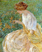 ⊰ Posing with Posies ⊱ paintings of women and flowers - Robert Lewis Reid, The Yellow Flower