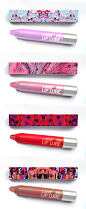 love the name of the product. the box designs are awesome—i appreciate their boldness and how the patterns actually hint at the color of the lip product inside