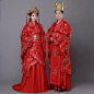 中式汉式结婚礼服新郎新娘汉唐婚服红色皇帝皇后唐装汉服古装男女