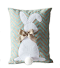 Burlap Easter Bunny Pillow-Blue: 