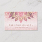 faux rose gold foil decor on faux pink glitter business card