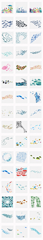 50款鱼群海洋生物小鱼群装饰画背景PNG免扣素材2