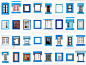 32种欧式现代窗户样式参考图，蓝色系。。