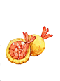 水彩 插画 日绘 手绘 美食 食物 炸虾球