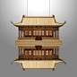 新中式禅意古建筑模型木制工艺品倒影空中楼阁海市蜃楼吊饰售楼部